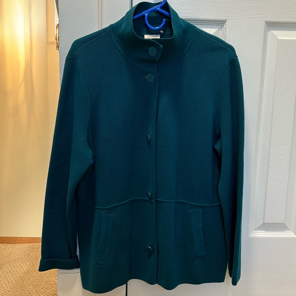 NWT Talbots Woman Size 1X Dark Teal Cardigan/Coat Sweater/Button Up Jacket